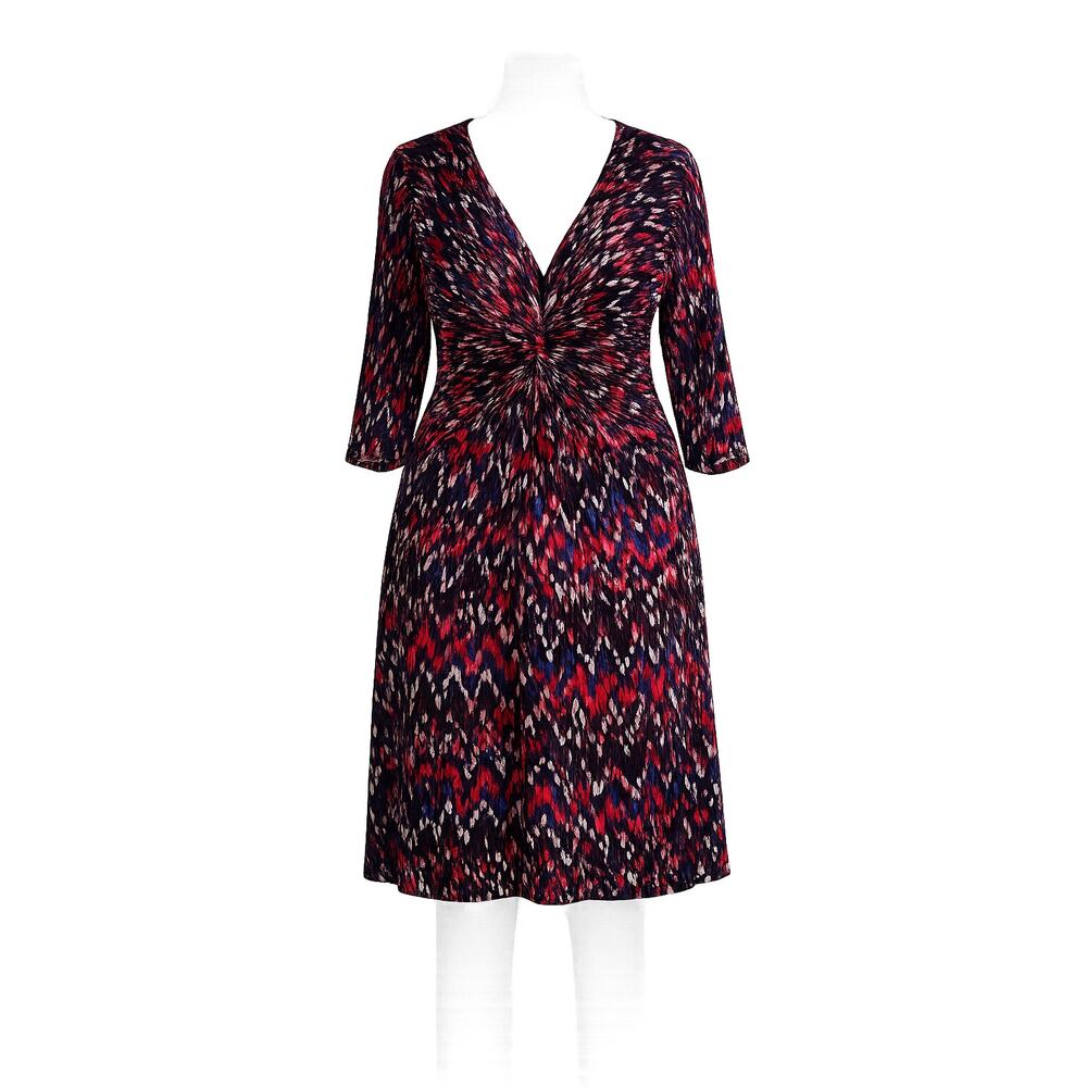 Avenue Women’s V-Neck 3/4 Sleeve Stretch A-Line Dress - Size 26/28